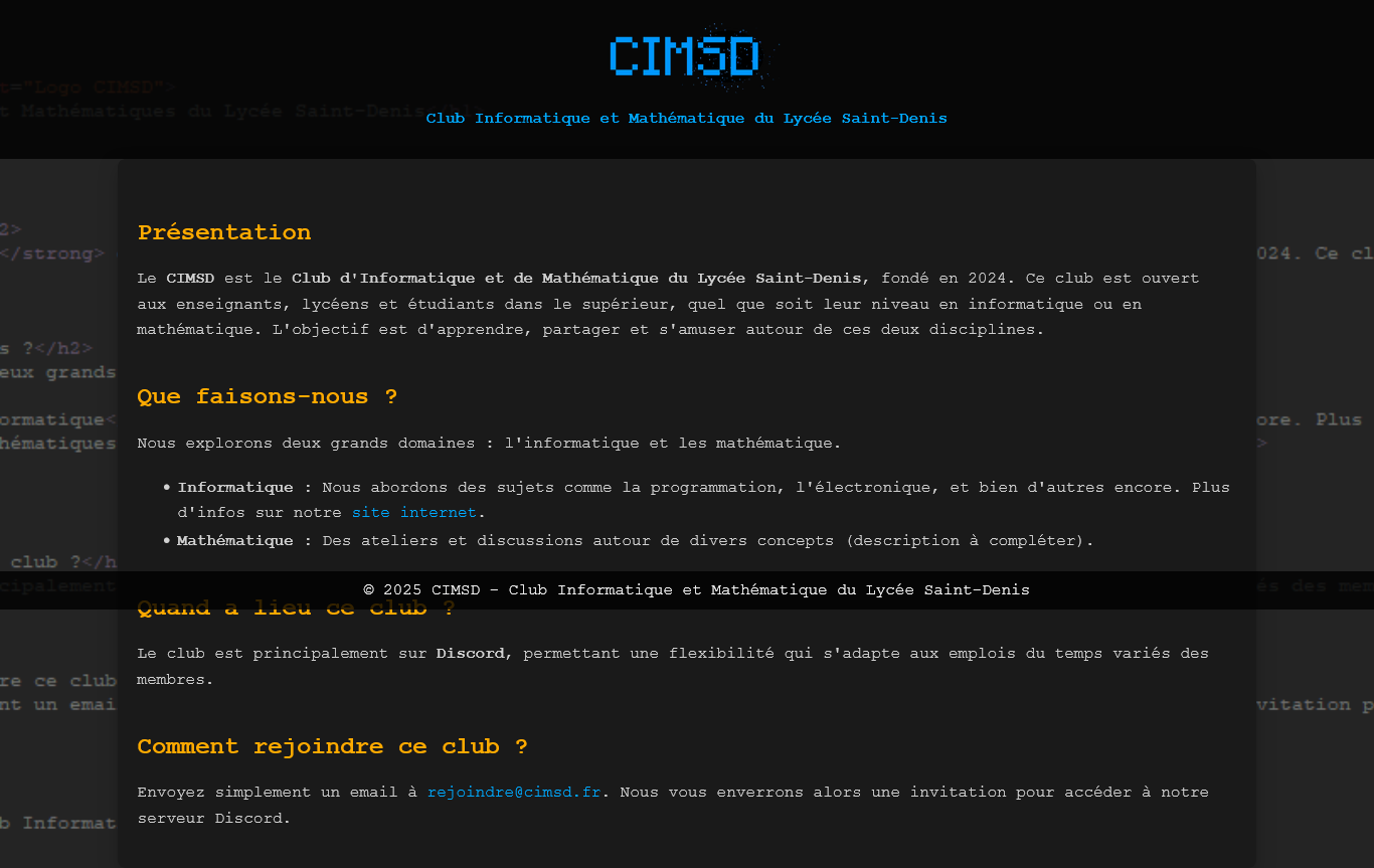 Projet CIMSD